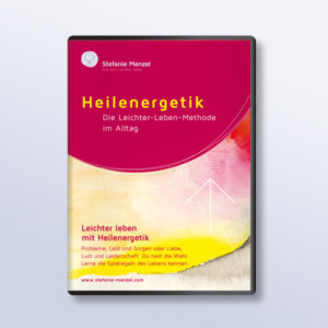 Frei sein – Videokurs Heilenergetik von Stefanie Menzel 1 DVD-Cover Mockup Heilenergetik mit magenta Kopfbereich und gelbem Farbverlauf