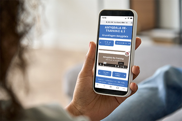 Smartphone mit Amygdala Re-Training 6.1 App, Tinnitus Behandlung App Mockup