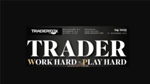 Traderfox Magazin-Cover November 2023 mit Titel Trader Work Hard Play Hard