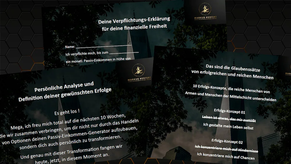 Phase-1-Optionshandelcoaching Startseite mit Verpflichtungserklärung für finanzielle Freiheit, persönlicher Analyse und Erfol