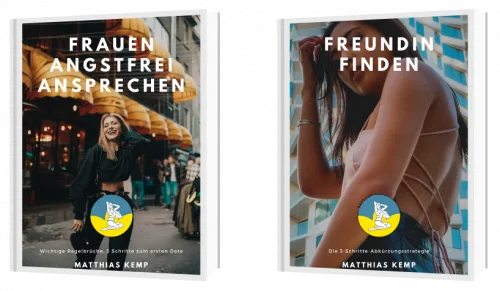 Zwei E-Book Cover Frauen angstfrei ansprechen und Freundin finden nebeneinander