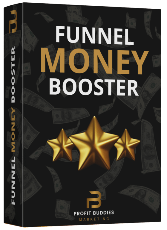 Funnel Money Booster Produktbox mit goldenen Sternen und Geldschein-Motiven