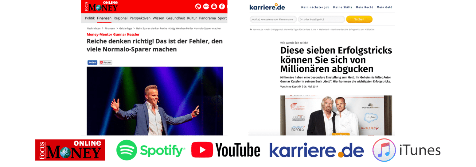 Gunnar Kessler in Pressemeldungen: Focus Online Money, karriere.de, Artikel über Erfolgstricks von Millionären
