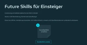 Hero-Banner Future Skills für Einsteiger mit Kursüberblick-Button und Cyan-Icon