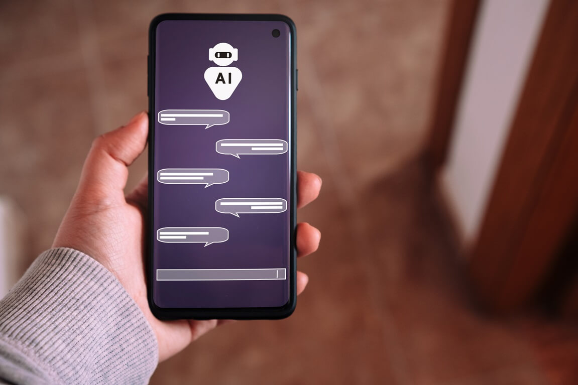 Smartphone mit ChatGPT AI Prompt Vorlagen auf deutschem Interface