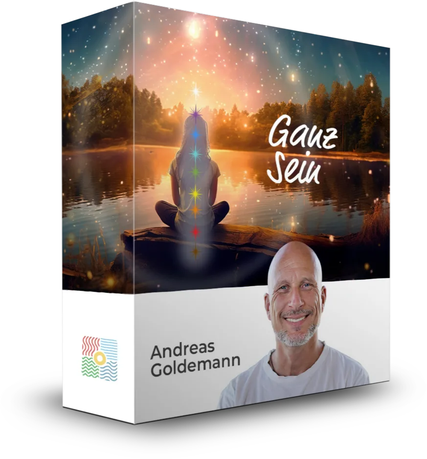 3D Box Mockup des Ganz Sein Videokurses von Andreas Goldemann mit spirituellem Cover