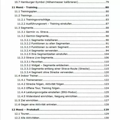 Garmin Edge 1030 Plus und Garmin Edge 1030 Handbuch von Joachim Bardua 8 Garmin Edge 1030 Handbuch Inhaltsverzeichnis Teil 3 mit Kapiteln 10-12