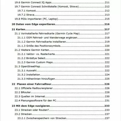 Garmin Edge 1030 Plus und Garmin Edge 1030 Handbuch von Joachim Bardua 12 Garmin Edge 1030 Handbuch Inhaltsverzeichnis Seiten 211-237 mit Kapiteln zu Garmin Connect IQ Apps, Karten, Strecken und Fahr