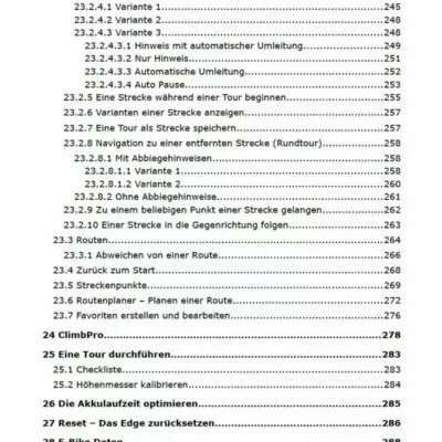 Garmin Edge 1030 Plus und Garmin Edge 1030 Handbuch von Joachim Bardua 13 Garmin Edge 1030 Handbuch Inhaltsverzeichnis Seiten 245-285 mit Kapiteln zu Tour-Varianten, automatischer Umlenkung und Akkul