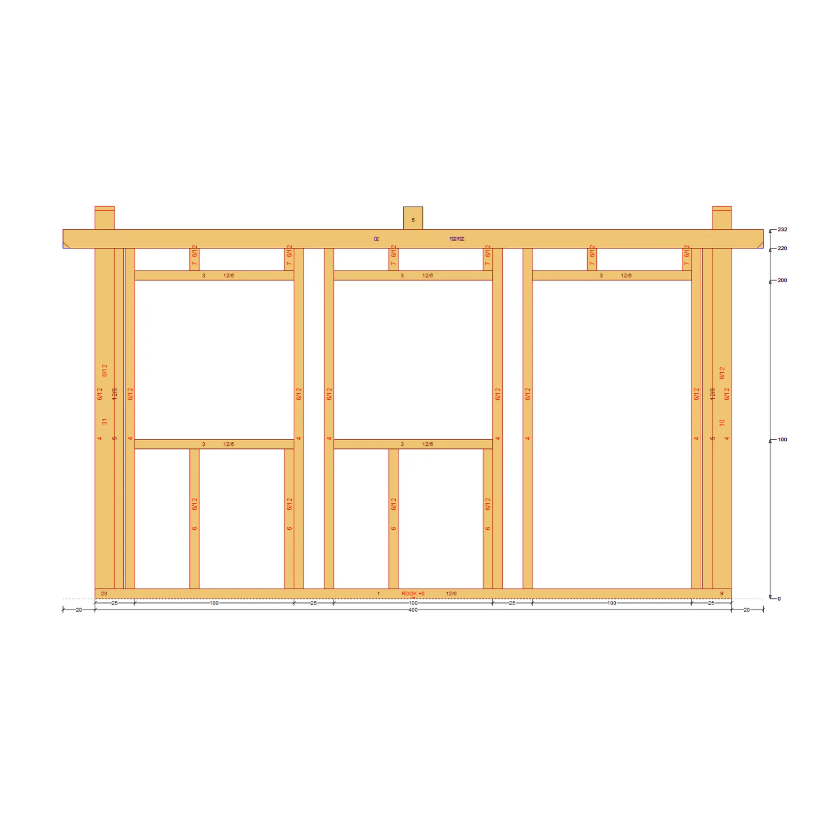 Gartenhaus24 Seitenansicht-Bauplan mit Dachneigung, Höhen und Fensterdetails