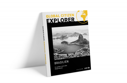 Global Citizen Explorer Brasilien-Ausgabe mit Schwarzweiß-Fotografie des Zuckerhuts in Rio