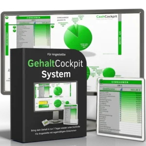 GehaltCockpit System Produktpaket mit Exceltool Screenshots und grünen Diagrammen