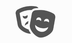 Icon mit Theatermasken – eine traurig, eine fröhlich – symbolisiert verschiedene Rollen und Verhalten