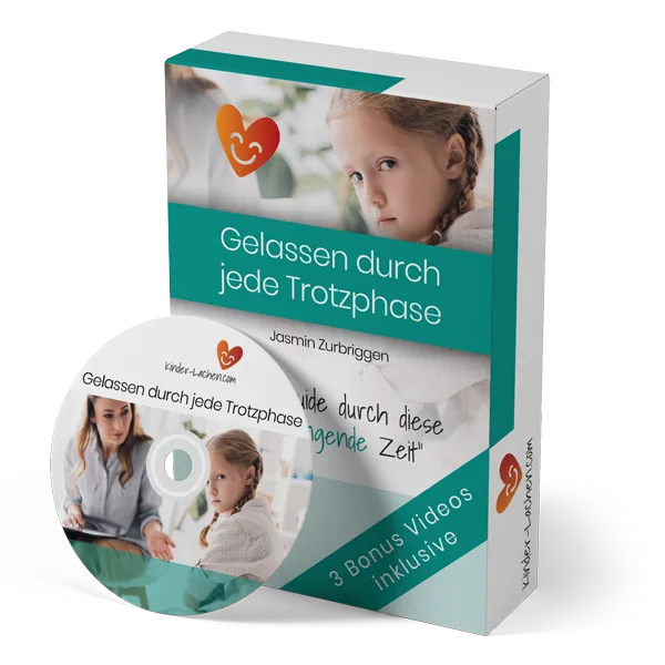 Produktbox des Videokurses Gelassen durch jede Trotzphase mit DVD und Kursmaterial von Jasmin Zurbriggen