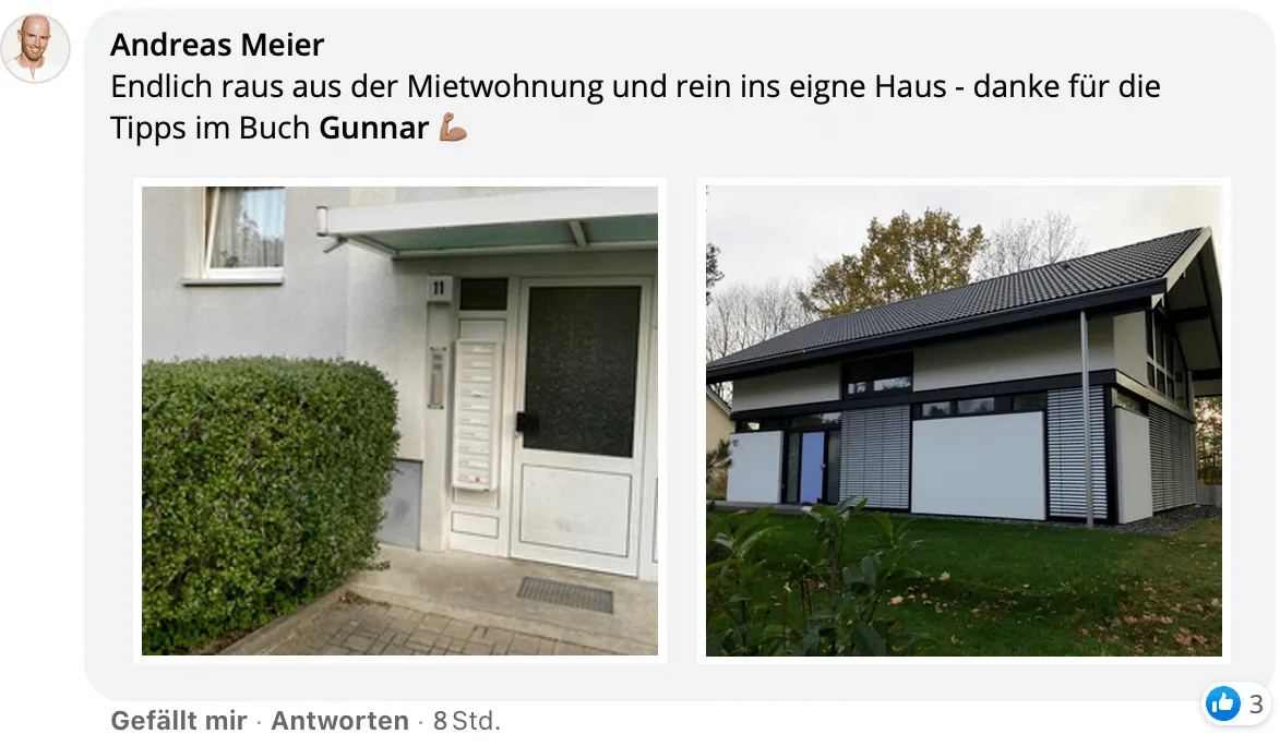 Kundenstimme von Andreas Meier mit Fotos von Mietwohnung zu Eigenheim