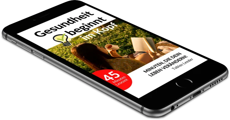 Smartphone Mockup – E-Book Gesundheit beginnt im Kopf auf iPhone angezeigt