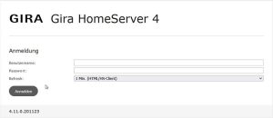 Gira Homeserver 4 Web-Oberfläche Anmeldemaske Browser