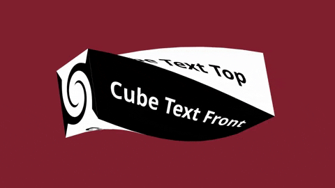 Cube Text 3D Animation mit Text Top, Front und schwarzen Seitenflächen