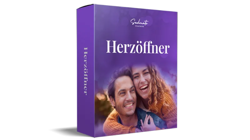Produktbox des Kurses Herzöffner mit Paar im Sonnenuntergang auf violettem Hintergrund