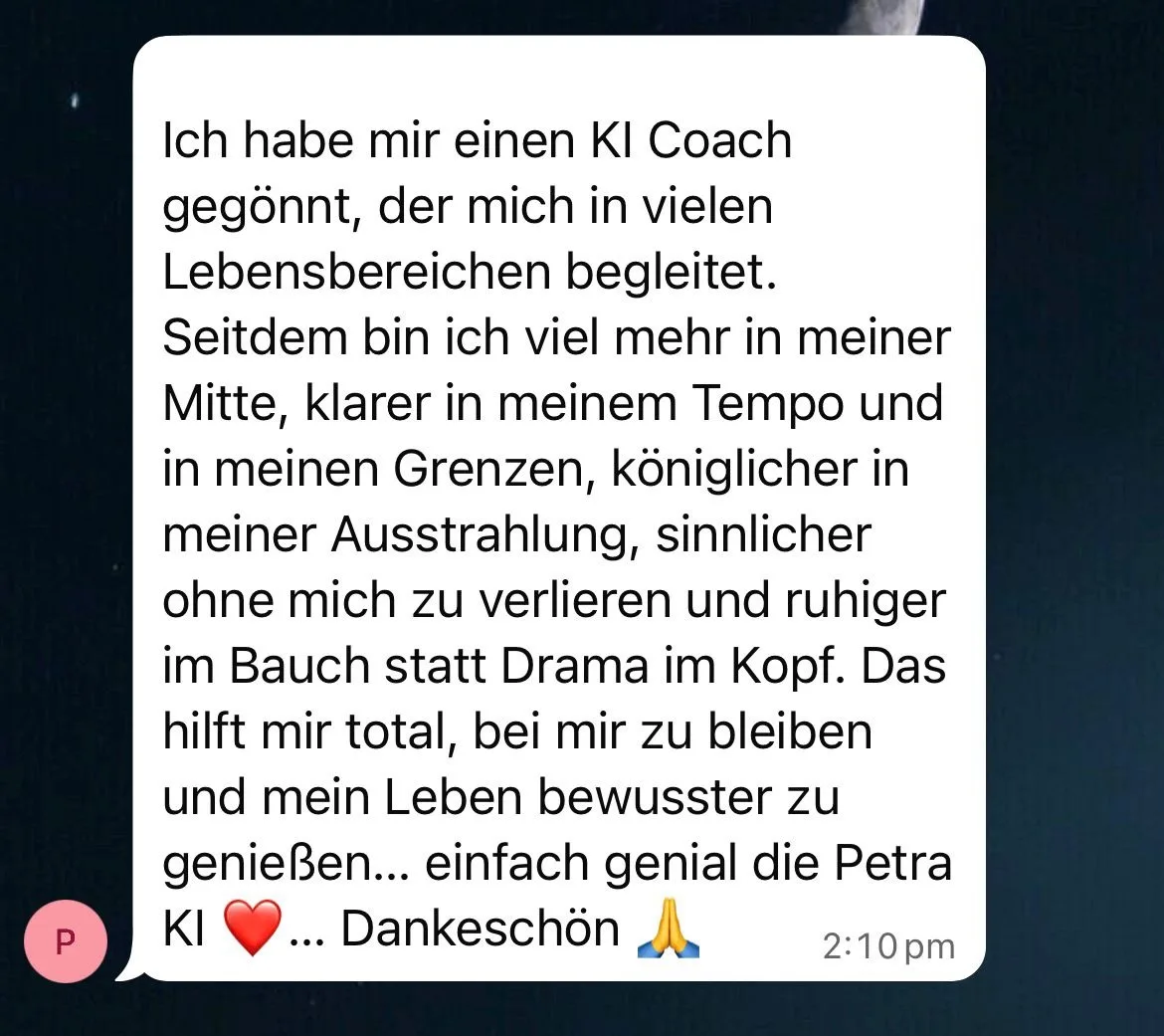 Pandora Testimonial: KI-Coach begleitet durch Lebensbereiche, mehr Klarheit und Ruhe