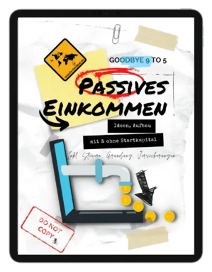 iPad-Mockup mit E-Book Cover für Passives Einkommen Kurs