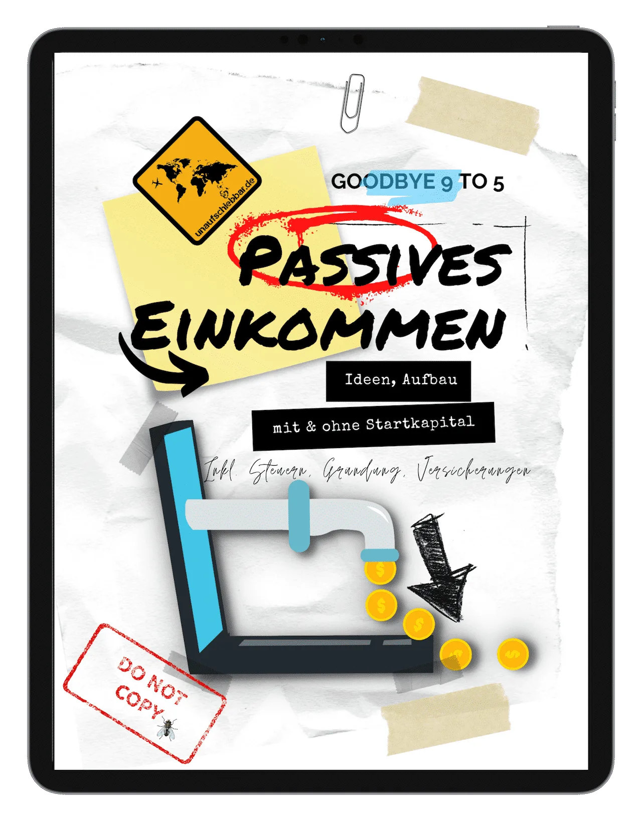 iPad-Mockup mit E-Book Cover für Passives Einkommen Kurs