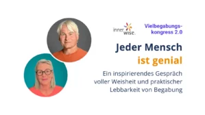 Zwei Personen mit Titel Vielbegabungskongress 2.0 und inspirierendem Text