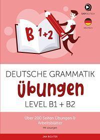 Grammatik Übungen B1 + B2 – Deutsch-Übungsbuch als E-Book 6 Cover Grammatik Übungen B1 + B2 Thumbnail mit rosa Hintergrund und Buch-Illustration