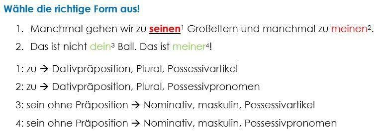 Grammatik Übungen B1 + B2 – Deutsch-Übungsbuch als E-Book 4 Screenshot Lösungsseite Grammatikübung mit Erklärungen zu Dativpräpositionen und Nominativ