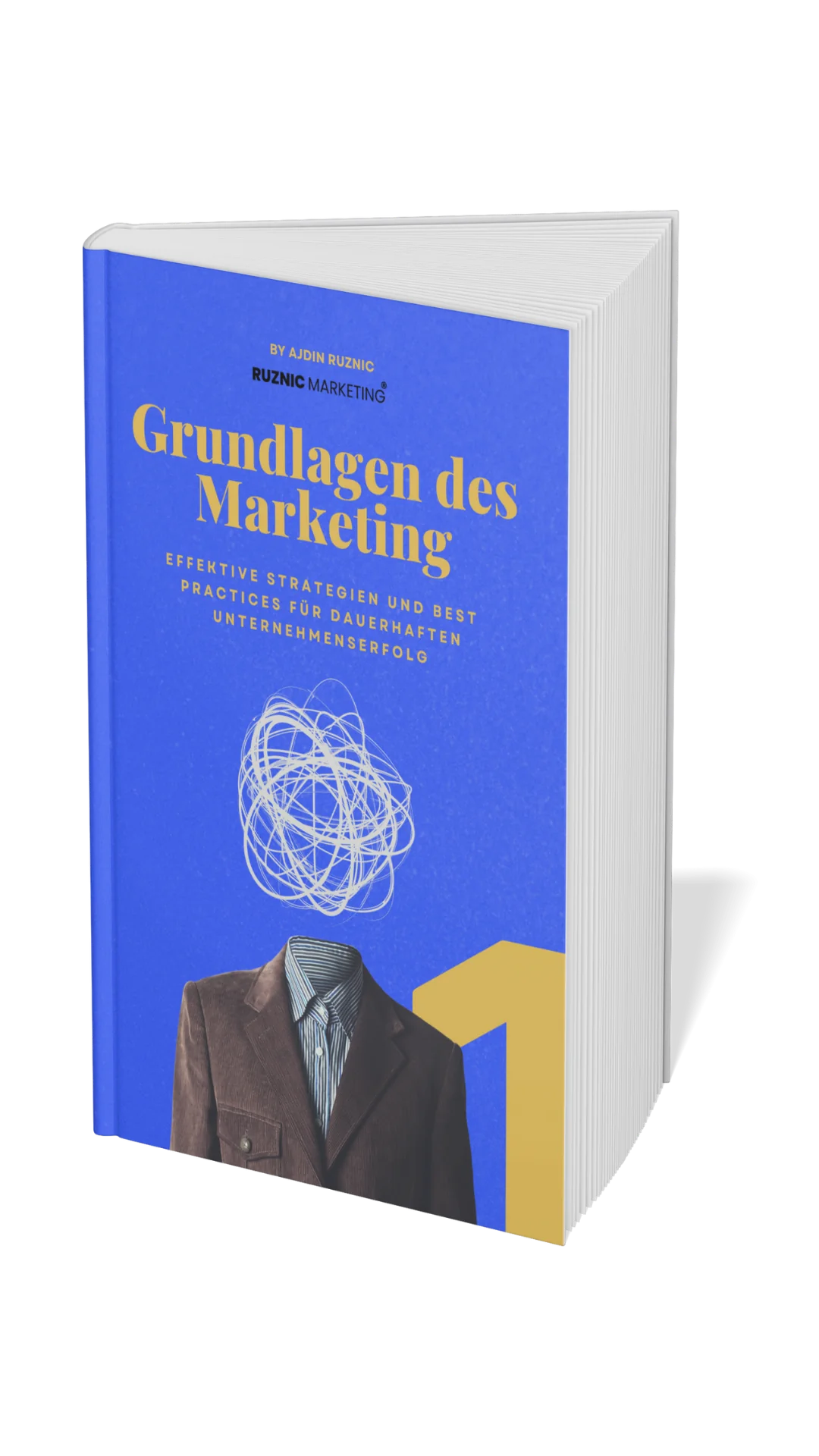 E-Book-Cover Grundlagen des Marketing von Ajdin Ruznic mit blauem Hintergrund