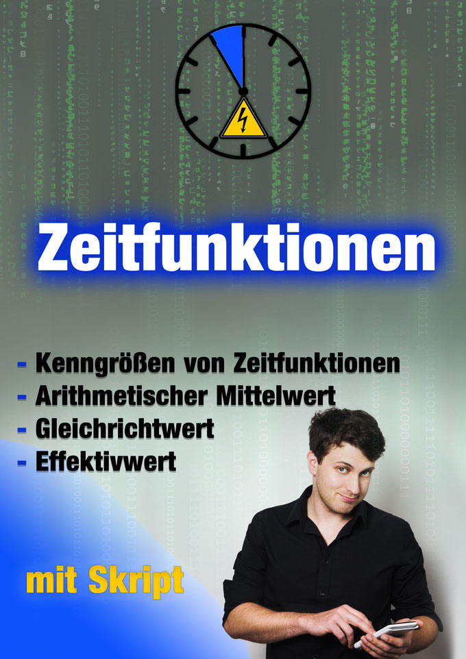 Kursbild Zeitfunktionen mit Lehrinhalt und Skript-Hinweis, Matrix-Hintergrund