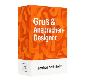 becomePro 3 Produktbox Gruß & Ansprachen-Designer mit orangem Hintergrund