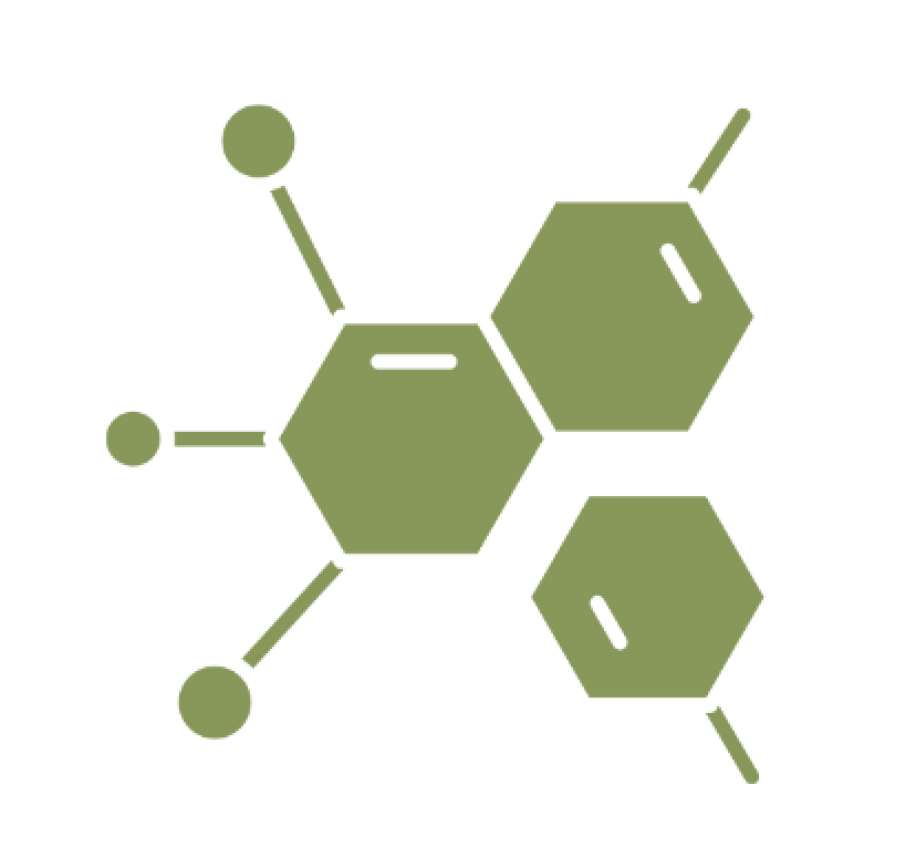 Chemische Molekülstruktur in Grün mit Hexagonen, symbolisiert Schwermetallbelastung und Toxine