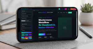 GZ Handwerker-Web Konfigurator und fertige Website für Metallbau-Handwerksbetrieb auf Smartphone