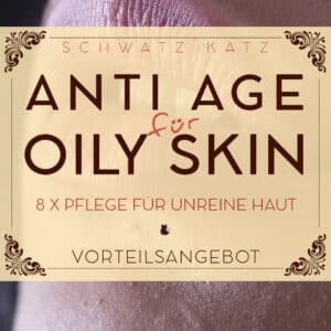 Anti Age Oily Skin Bundle Cover für Pflege unreiner Haut mit violettem Hintergrund