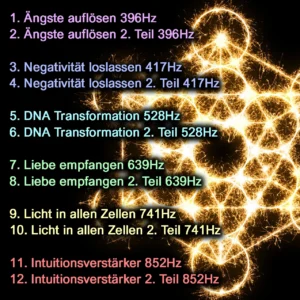 Solfeggio Frequenzen Übersicht mit 12 Heilfrequenzen und Hz-Angaben