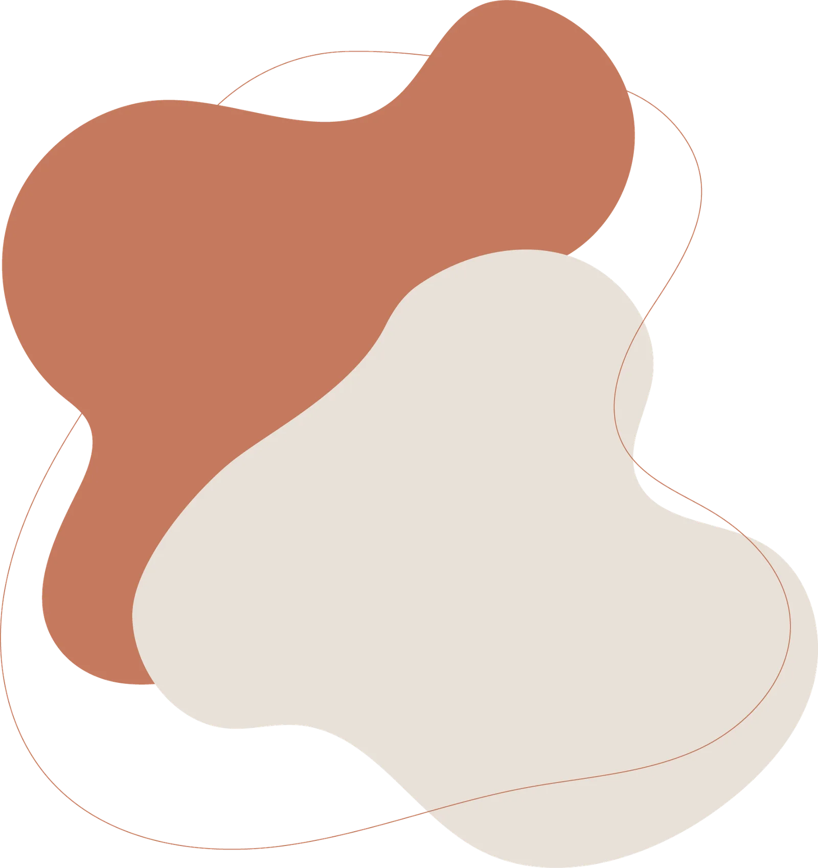 Abstrakte organische Formen in Creme und Terrakotta-Farben, fließende Linien, dekorative Grafik