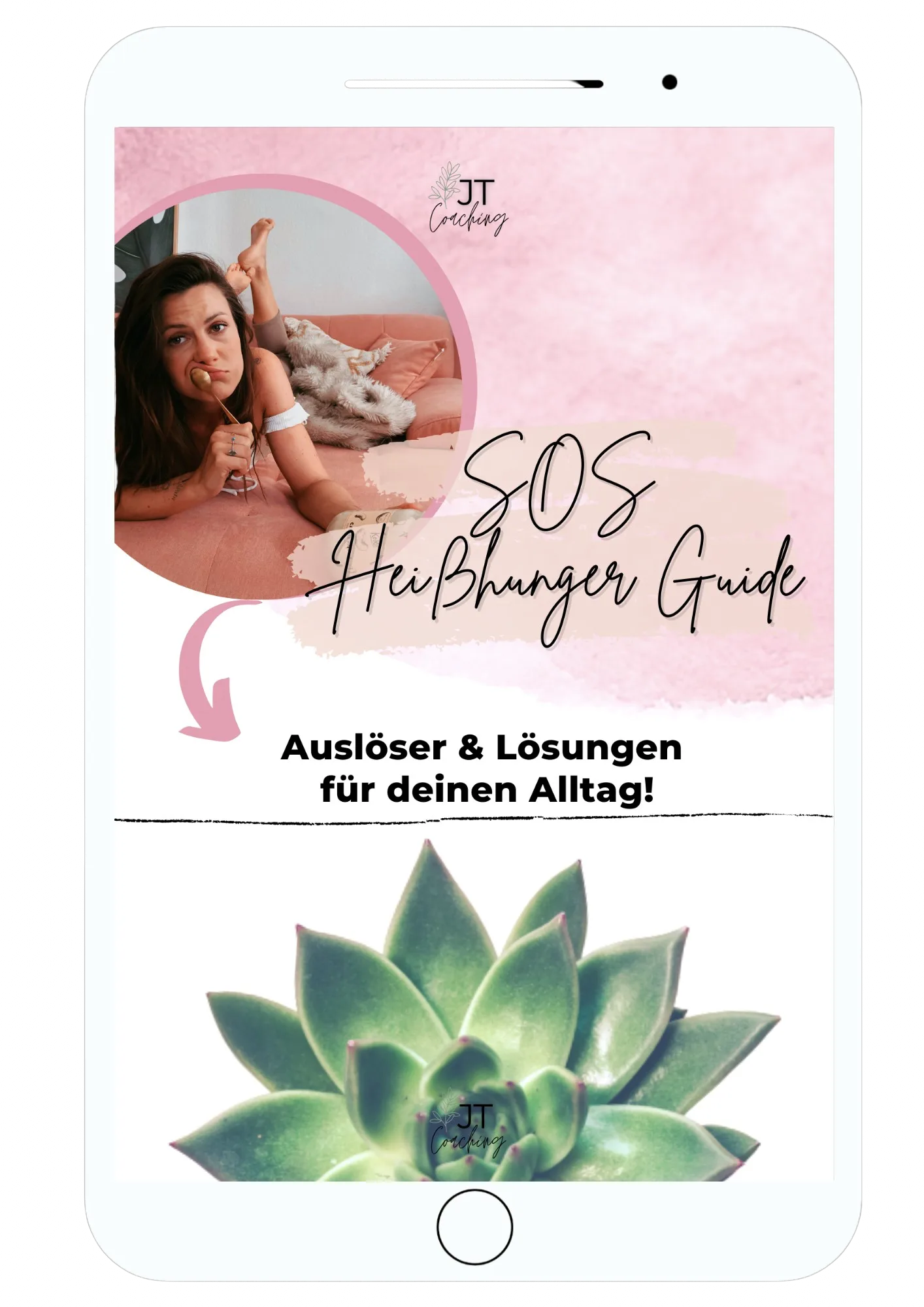 Heißhunger Guide E-Book Cover für Mobilgeräte mit Jenny Tröger Foto und Produkttitel