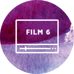 Hell werden im Kopf – Videokurs zur Intuition 10 Kreisförmiges Thumbnail für Film 6 mit Filmstreifen-Symbol auf violettem Farbverlauf