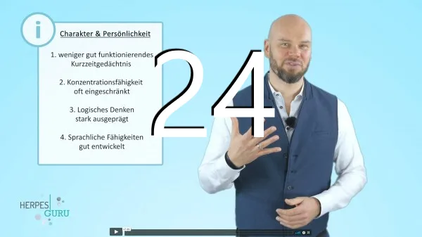 Videokurs-Screenshot mit Trainer, Modul über HPU und KPU Stoffwechselstörung als Herpesursache