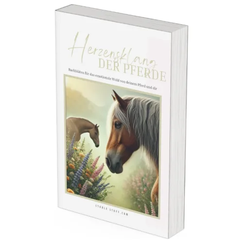 Herzensklang der Pferde – Bachblüten Therapie für Pferde 1 Buch-Mockup 3D Herzensklang der Pferde Seitenansicht