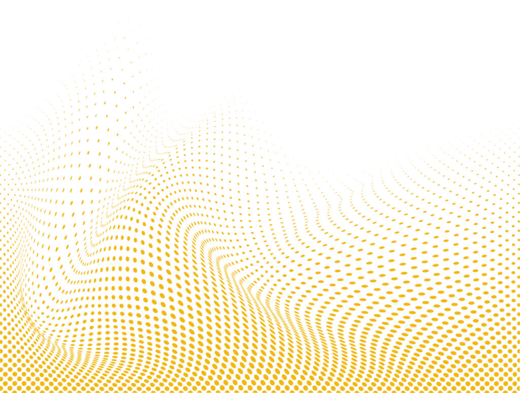 Abstrakte Wellenmuster aus orangegelben Punkten in 3D-Perspektive, organische Formen
