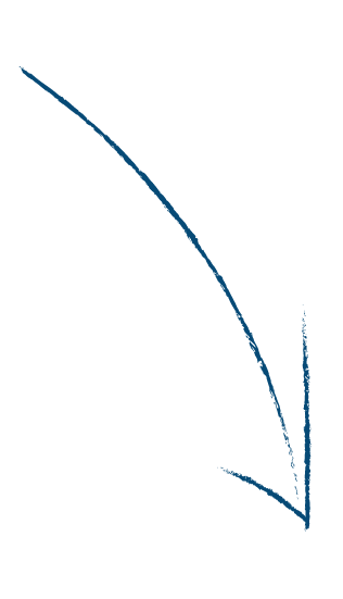 Dunkelblaues Pfeil-Element, diagonal verlaufend mit gespaltener Spitze