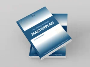 3D-Mockup gestapelter Bücher mit Titel Herzschlag Business Masterplan Version Starterbox