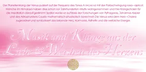 Herzschwingungen Venus Artwork mit Text und Blütenornament