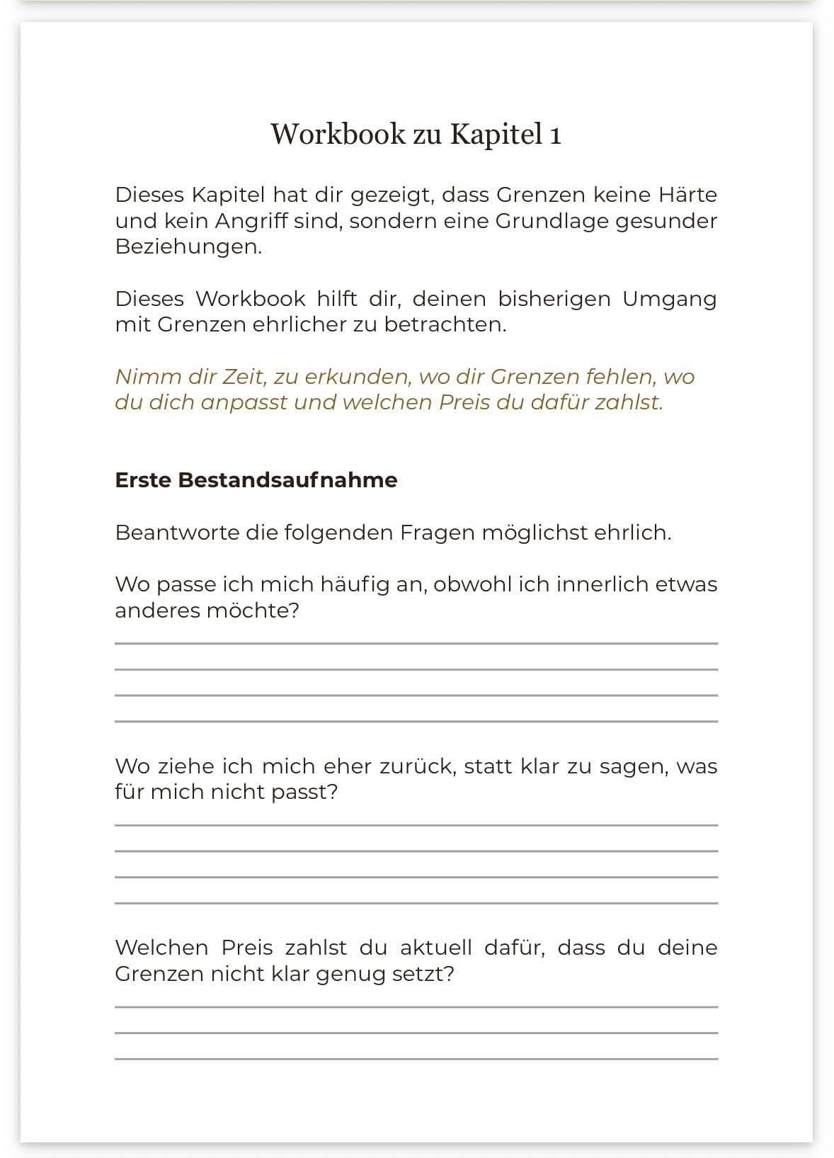 Workbook-Beispiel aus dem E-Book Hilfe! Warum kann ich nicht Nein sagen?