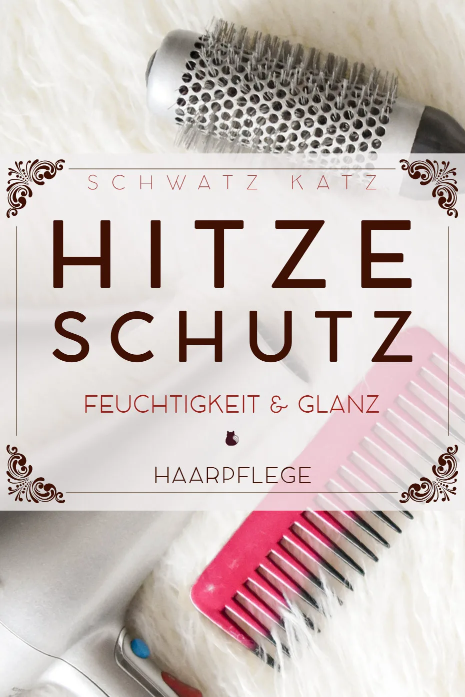 Hitzeschutzspray »Voll im Saft« Produktverpackung mit Rundbürsten auf weißem Hintergrund