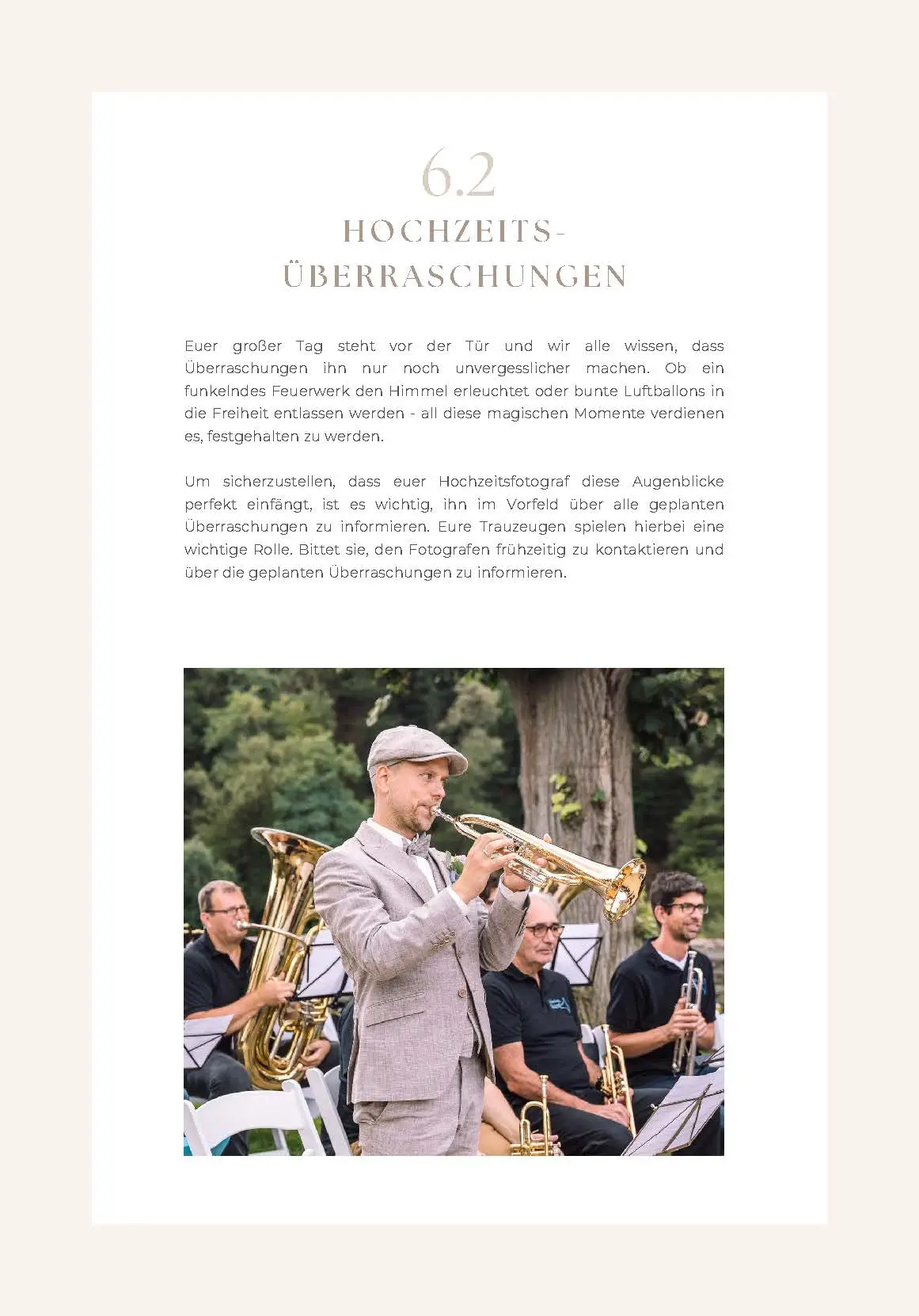 Kapitel 6.2 Hochzeitsüberraschungen mit Foto von Blechbläser-Ensemble