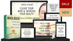 Mental Health Mentalhygiene Programm Mockup mit Produkten auf verschiedenen Geräten, Buch, Tablet, Smartphone und Kopfhörer