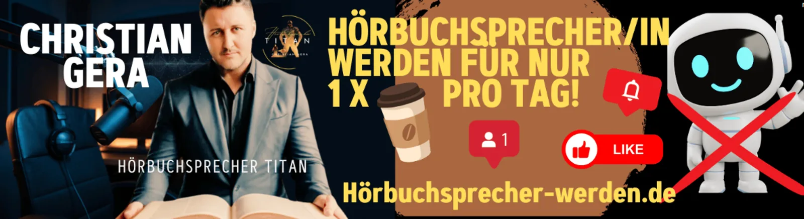 Hörbuchsprecher Ausbildung – Videokurs zum Stimmtraining 5 Christian Gera im Tonstudio mit Text zum Hörbuchsprecher Werden für 1 Euro pro Tag